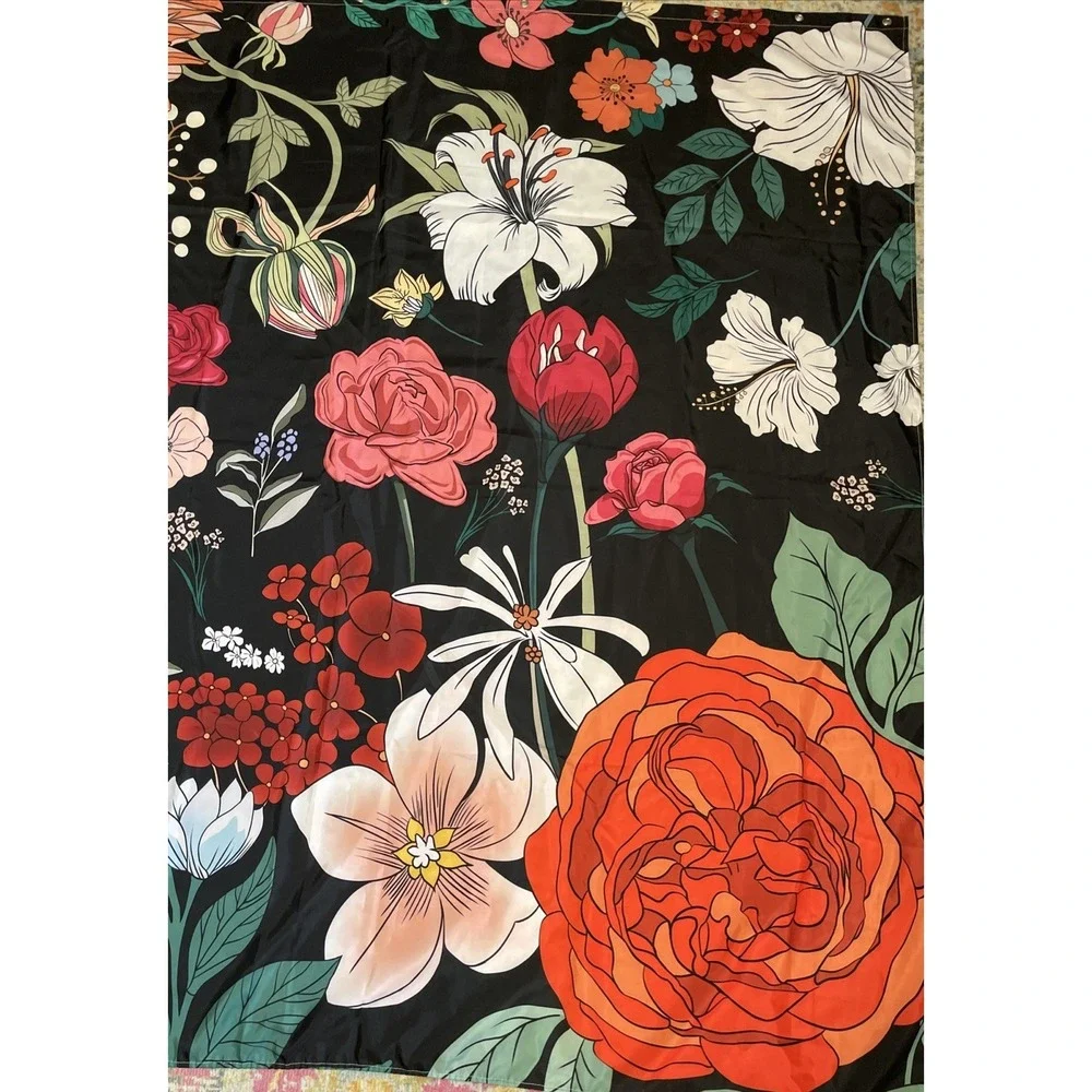 Vintage Boho Shower Curtain Retro Floral 70